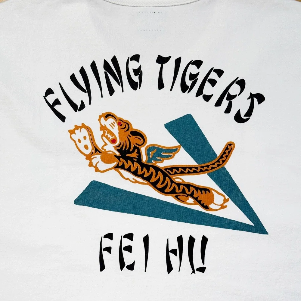 The Real McCoy's Flying Tigers‎ Graphic T Shirt White Size 42 Men's